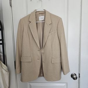 Aritzia Beige Checkered Blazer